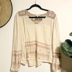 Lucky brand boho embroidered top size large
